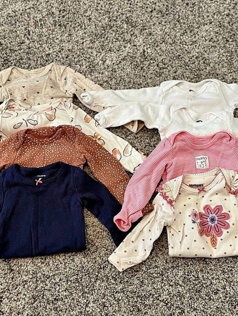 Carter's Baby Bodysuit Lot Floral, Pink & White Size 3M